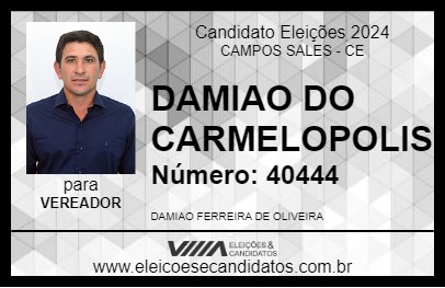 Candidato DAMIAO DO CARMELOPOLIS 2024 - CAMPOS SALES - Eleições