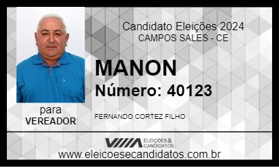 Candidato MANON 2024 - CAMPOS SALES - Eleições