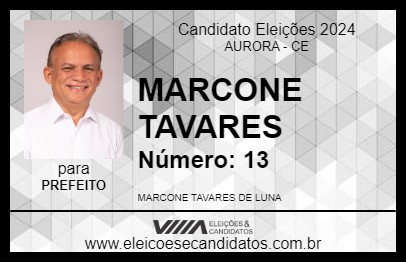 Candidato MARCONE TAVARES 2024 - AURORA - Eleições