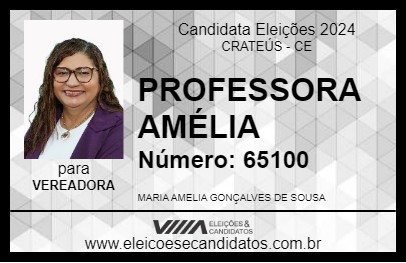 Candidato PROFESSORA AMÉLIA 2024 - CRATEÚS - Eleições