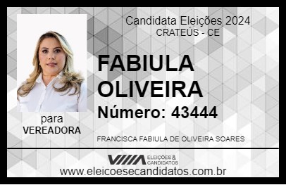 Candidato FABIULA OLIVEIRA 2024 - CRATEÚS - Eleições