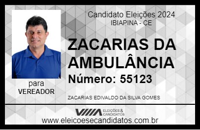 Candidato ZACARIAS DA AMBULÂNCIA 2024 - IBIAPINA - Eleições