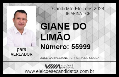 Candidato GIANE DO LIMÃO 2024 - IBIAPINA - Eleições