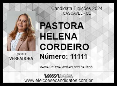 Candidato PASTORA HELENA CORDEIRO 2024 - CASCAVEL - Eleições