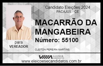 Candidato MACARRÃO DA MANGABEIRA 2024 - PACAJUS - Eleições