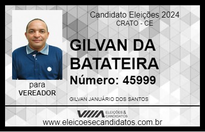 Candidato GILVAN DA BATATEIRA  2024 - CRATO - Eleições