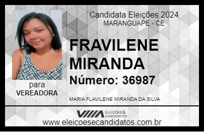 Candidato FRAVILENE MIRANDA  2024 - MARANGUAPE - Eleições