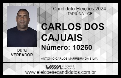 Candidato CARLOS DOS CAJUAIS 2024 - ITAPIÚNA - Eleições