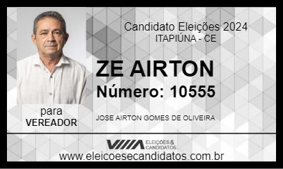 Candidato ZE AIRTON 2024 - ITAPIÚNA - Eleições