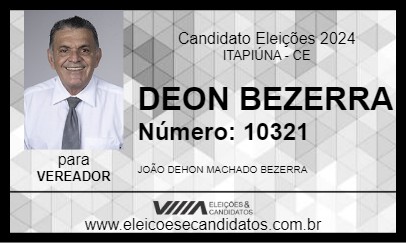 Candidato DEON BEZERRA 2024 - ITAPIÚNA - Eleições