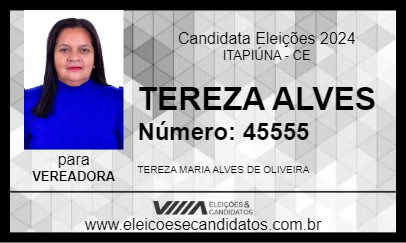 Candidato TEREZA ALVES 2024 - ITAPIÚNA - Eleições