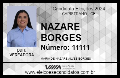 Candidato NAZARE BORGES 2024 - CAPISTRANO - Eleições