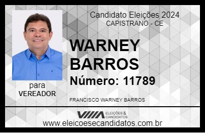 Candidato WARNEY BARROS 2024 - CAPISTRANO - Eleições