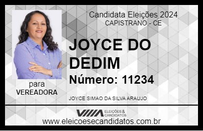 Candidato JOYCE DO DEDIM 2024 - CAPISTRANO - Eleições