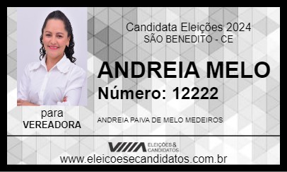 Candidato ANDREIA MELO 2024 - SÃO BENEDITO - Eleições