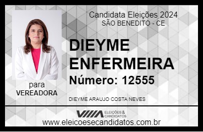 Candidato DIEYME ENFERMEIRA 2024 - SÃO BENEDITO - Eleições