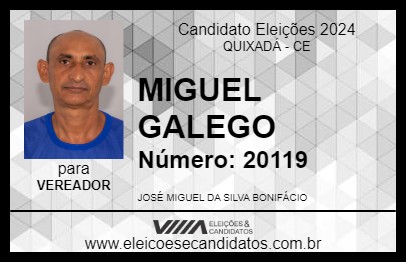 Candidato MIGUEL GALEGO 2024 - QUIXADÁ - Eleições