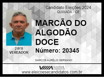 Candidato MARCÃO DO ALGODÃO DOCE 2024 - QUIXADÁ - Eleições