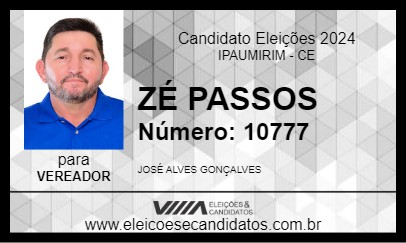 Candidato ZÉ PASSOS 2024 - IPAUMIRIM - Eleições