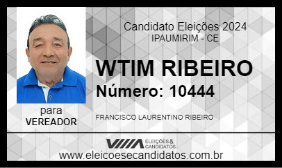 Candidato WTIM RIBEIRO 2024 - IPAUMIRIM - Eleições