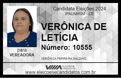 Candidato VERÔNICA DE LETÍCIA 2024 - IPAUMIRIM - Eleições