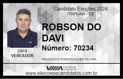 Candidato ROBSON DO DAVI 2024 - ITAPIÚNA - Eleições