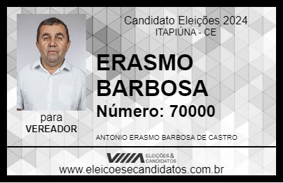 Candidato ERASMO BARBOSA 2024 - ITAPIÚNA - Eleições