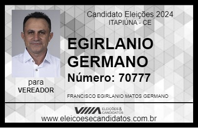 Candidato EGIRLANIO GERMANO 2024 - ITAPIÚNA - Eleições