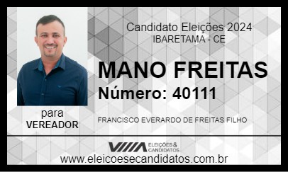 Candidato MANO FREITAS 2024 - IBARETAMA - Eleições