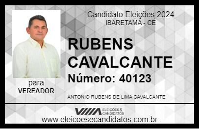 Candidato RUBENS CAVALCANTE 2024 - IBARETAMA - Eleições