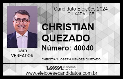 Candidato CHRISTIAN QUEZADO 2024 - QUIXADÁ - Eleições