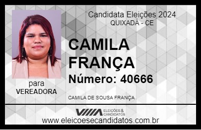 Candidato CAMILA FRANÇA 2024 - QUIXADÁ - Eleições