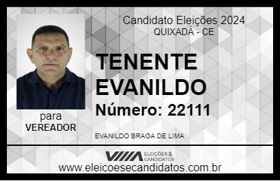 Candidato TENENTE EVANILDO 2024 - QUIXADÁ - Eleições