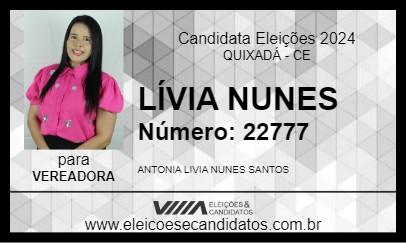 Candidato LÍVIA NUNES 2024 - QUIXADÁ - Eleições