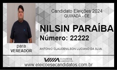 Candidato NILSIN PARAÍBA 2024 - QUIXADÁ - Eleições