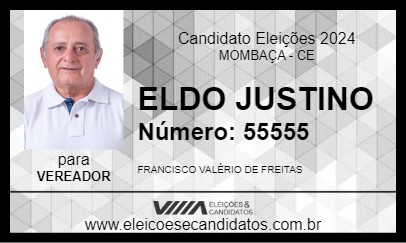 Candidato ELDO JUSTINO 2024 - MOMBAÇA - Eleições