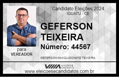 Candidato GEFERSON TEIXEIRA 2024 - IGUATU - Eleições