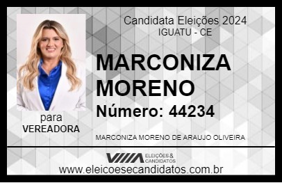 Candidato MARCONIZA MORENO 2024 - IGUATU - Eleições