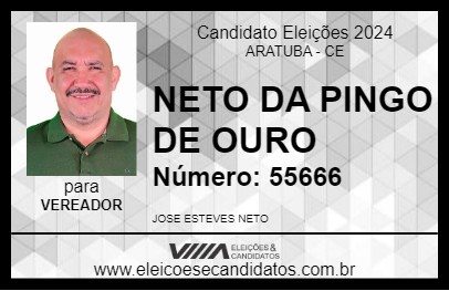 Candidato NETO DA PINGO DE OURO 2024 - ARATUBA - Eleições