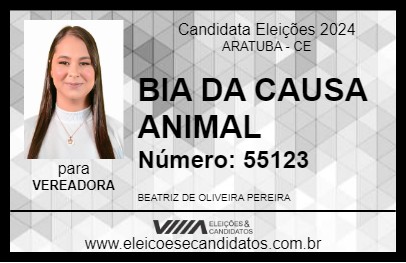 Candidato BIA DA CAUSA ANIMAL 2024 - ARATUBA - Eleições