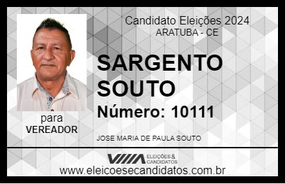 Candidato SARGENTO SOUTO 2024 - ARATUBA - Eleições