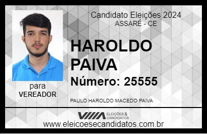 Candidato HAROLDO PAIVA 2024 - ASSARÉ - Eleições