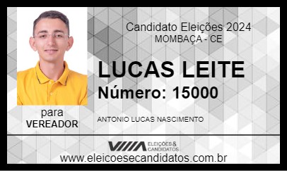 Candidato LUCAS LEITE 2024 - MOMBAÇA - Eleições