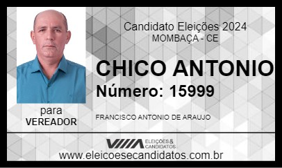 Candidato CHICO ANTONIO 2024 - MOMBAÇA - Eleições