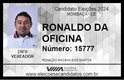 Candidato RONALDO DA OFICINA 2024 - MOMBAÇA - Eleições