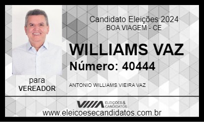 Candidato WILLIAMS VAZ 2024 - BOA VIAGEM - Eleições