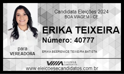 Candidato ERIKA TEIXEIRA 2024 - BOA VIAGEM - Eleições