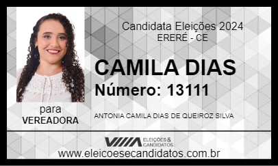 Candidato CAMILA DIAS 2024 - ERERÉ - Eleições