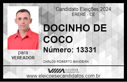 Candidato DOCINHO DE COCO 2024 - ERERÉ - Eleições