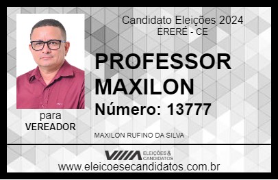 Candidato PROFESSOR MAXILON 2024 - ERERÉ - Eleições